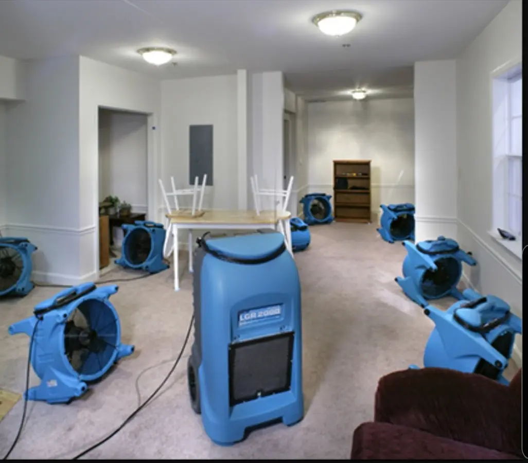 Air movers and dehumidifier setup for Water Extraction & Removal in Fox Lake
